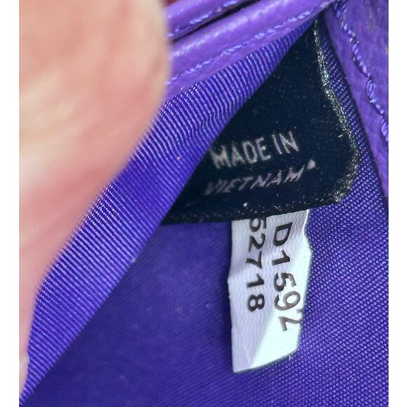 Coach Pebble Leather Deep Purple Double Accordion Zip Wallet w/ Wrist Strap - Picture 12 of 16